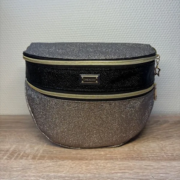 Sac banane cuir synthétique effet pailleté doré bronze