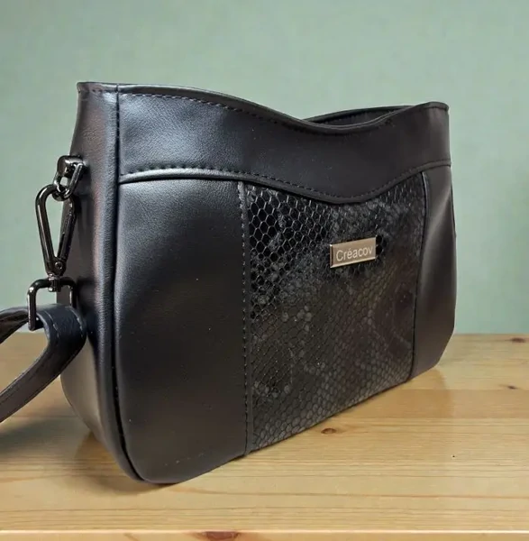 Sac à main de créateur EVA cuir écologique noir- Fabrication artisanale française