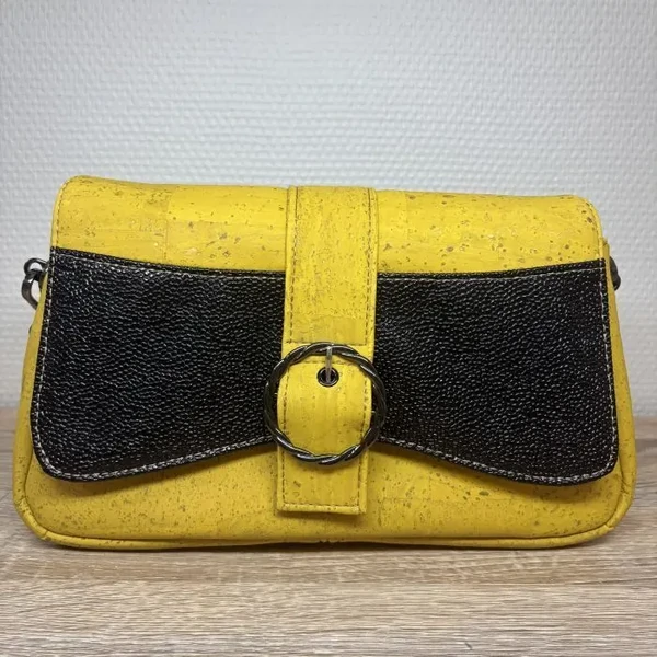 Sac à main femme jaune en liège végétal – Création artisanale française