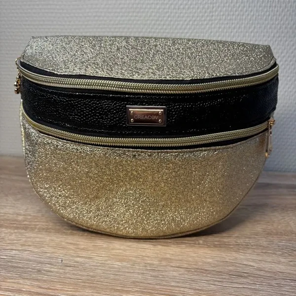 Sac banane cuir synthétique effet pailleté doré