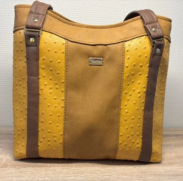 Sac tote-bag GRACIE en similicuir jaune camel- Fabrication artisanale française