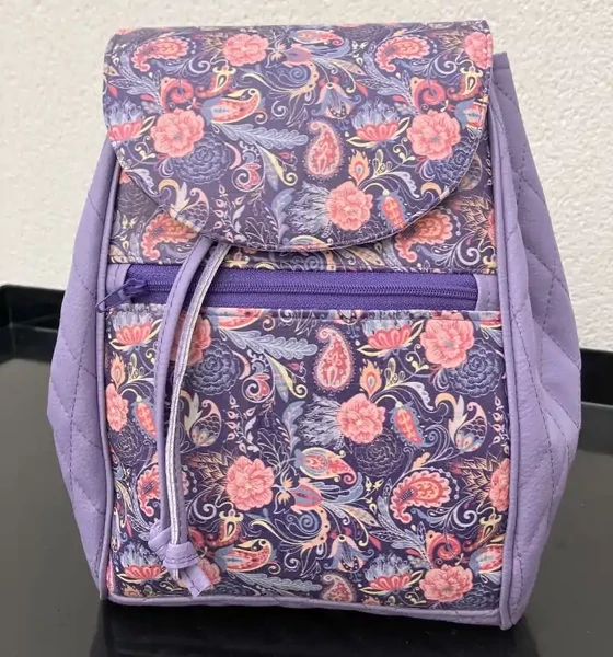 Sac à dos AVELLENA similicuir et liège mauve- fabrication artisanale française