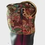 Bagage à main en simili cuir et Jacquart imprimé jungle et toucan. Vue latérale