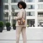 Sac à main de fabrication artisanale en liège végétal marron; noir, imprimé léopard. Modèle avec rabat et bandoulière réglable.