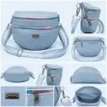 Craquez pour ce sac banane au tendres couleurs pastels au choix, avec triple zip multicolore. Élégant, compact et pratique avec sangle ajustable. Idéal au quotidien, à la ville ou en soirée. Couleur bleu.