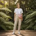 Craquez pour ce sac banane au tendres couleurs pastels au choix. Du bleu, du rose, du mauve, du jaune, et du vert sauge, avec triple zip doré ou multicolore. Élégant, compact et pratique avec sangle ajustable. Idéal au quotidien, à la ville ou en soirée. 5 couleurs. Vue portée.
